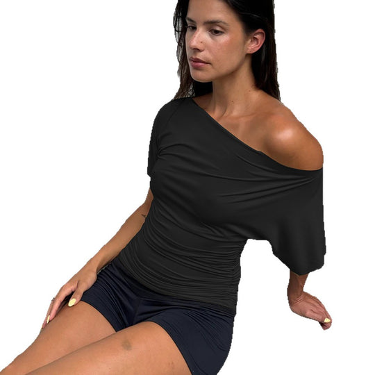 Damen Off-Shoulder Oberteil mit modischer Raffung EB