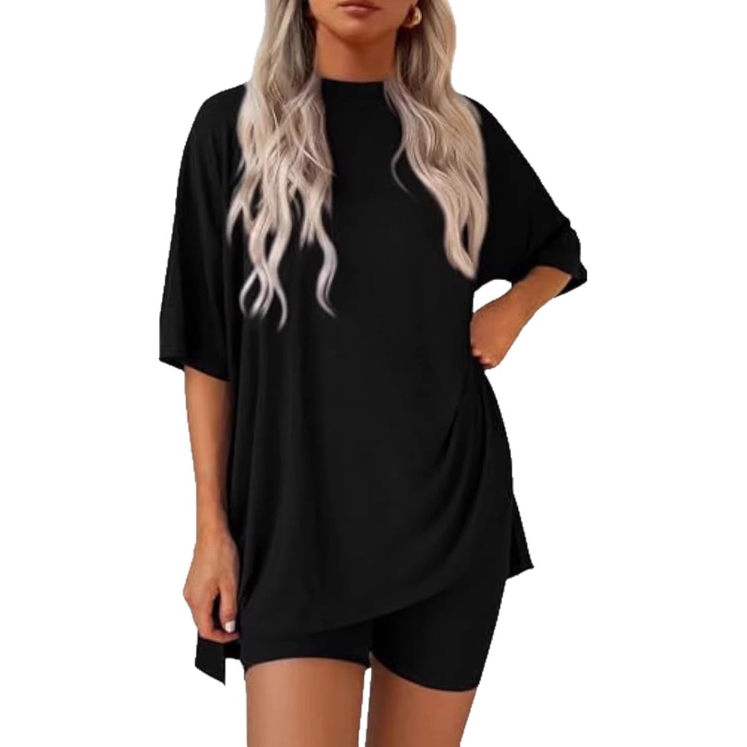 Damen lässiges Sport-T-Shirt mit Shorts im Set EB
