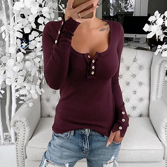 Damen Langarmshirt mit eleganten Knopfdetails EB