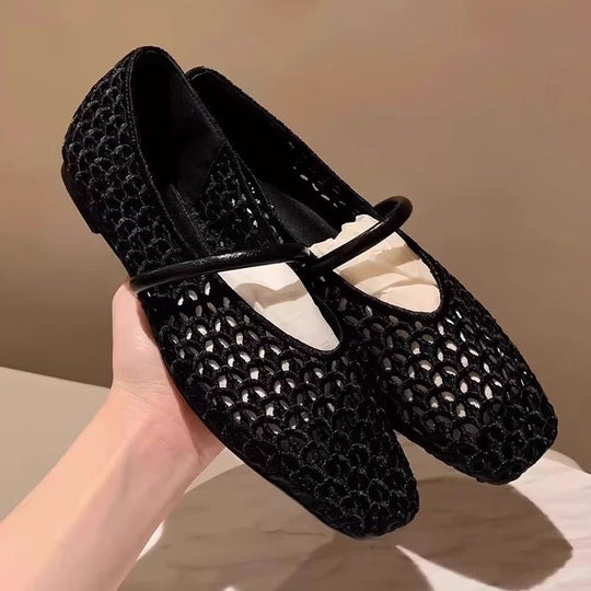 Damen Elegante und atmungsaktive Ballerinas mit modischem Netzdesign EB