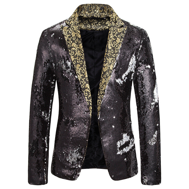 Herren extravagante Pailletten-Blazerjacke EB