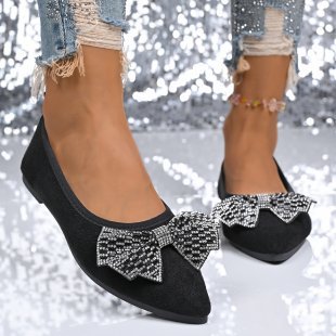 Damen Ballerinas mit funkelnden Strass-Schleifen EB