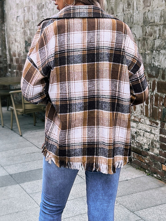 Damen Übergroße Karomuster Jacke EB