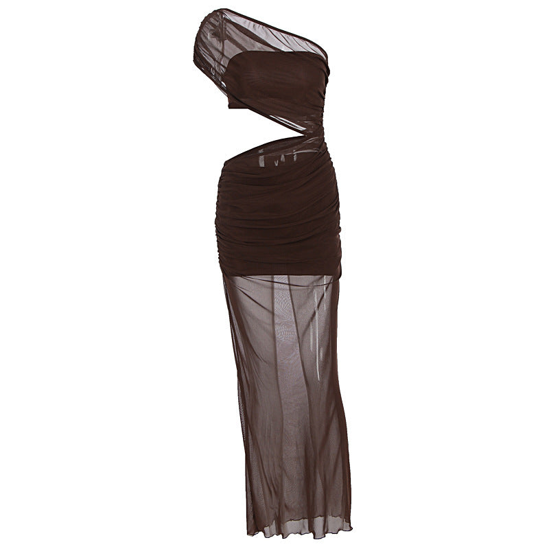 Damen asymmetrisches Wickelkleid mit raffinierten Rüschen und elegantem Schnitt EB