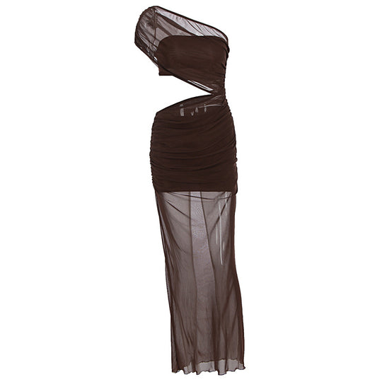 Damen asymmetrisches Wickelkleid mit raffinierten Rüschen und elegantem Schnitt EB