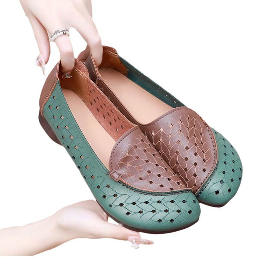 Damen luftige Ballerina-Schuhe mit modischem Flechtdesign EB