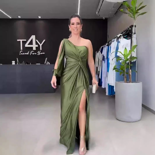 Damen Maxikleid mit asymmetrischem Design und seitlichem Schlitz EB