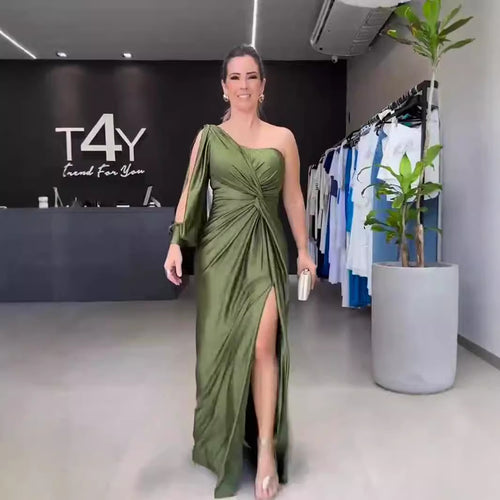 Damen Maxikleid mit asymmetrischem Design und seitlichem Schlitz EB