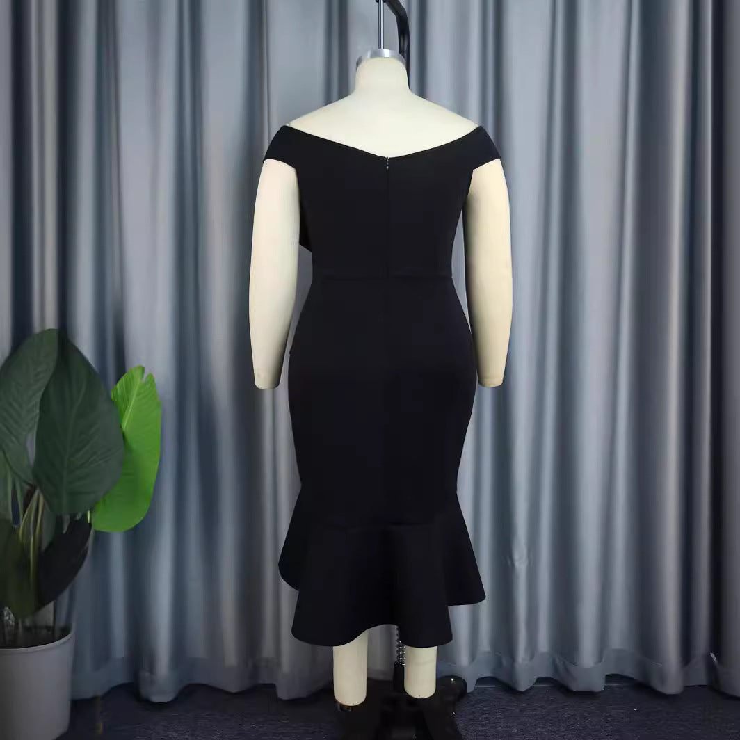 Damen Elegantes schulterfreies Kleid mit Rüschendetails EB