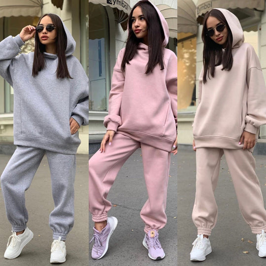 Damen Sportliches Hoodie- und Jogginghosen-Set im lässigen Design mit Kapuze EB