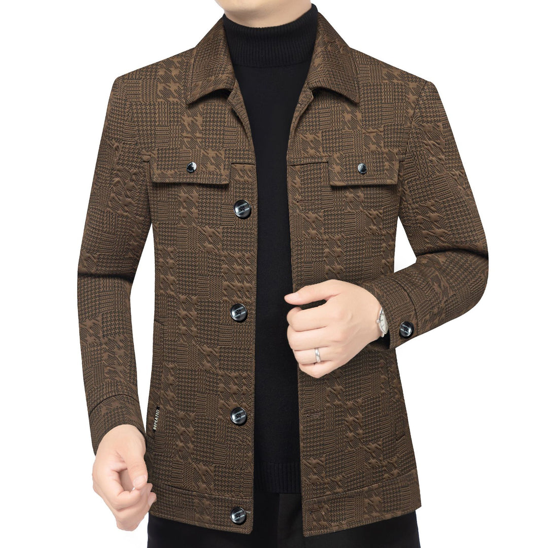 Herren Strukturiertes Overshirt im Glencheck-Relief mit Hemdkragen EB