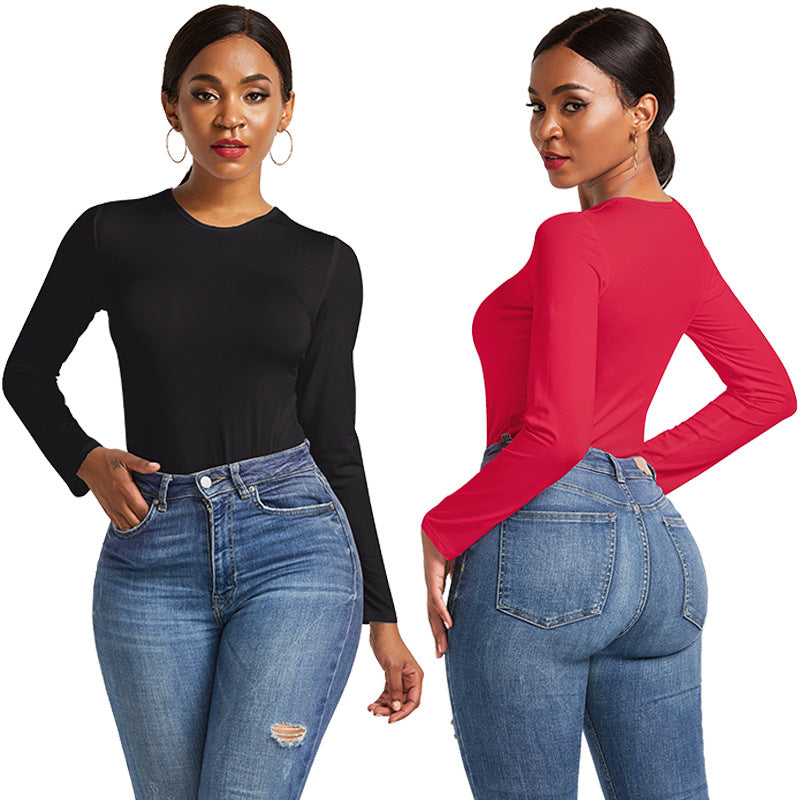 Damen Eleganter Langarmbody mit hohem Beinausschnitt EB