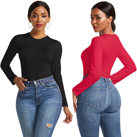 Damen Eleganter Langarmbody mit hohem Beinausschnitt EB
