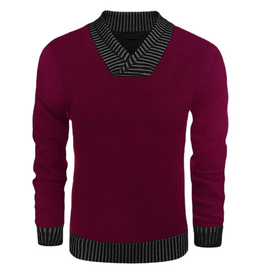 Herren eleganter Strickpullover mit modernem Schalkragen und strukturiertem Oberteil EB