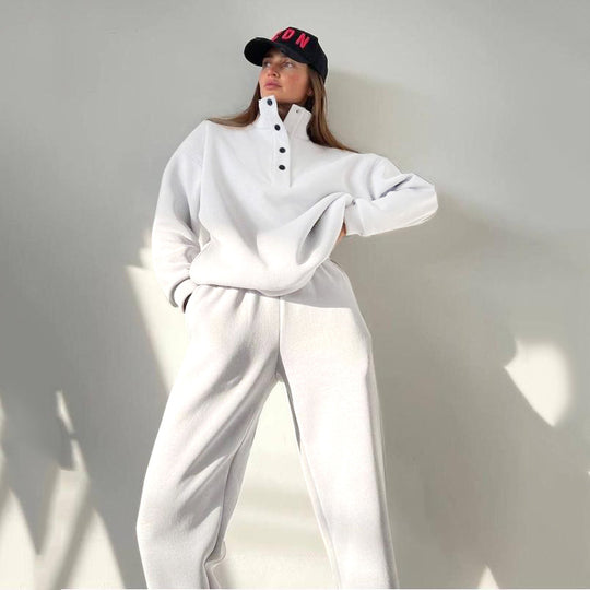 Damen nan kuscheliges Oversize Fleece-Set mit Stehkragen und Jogger EB