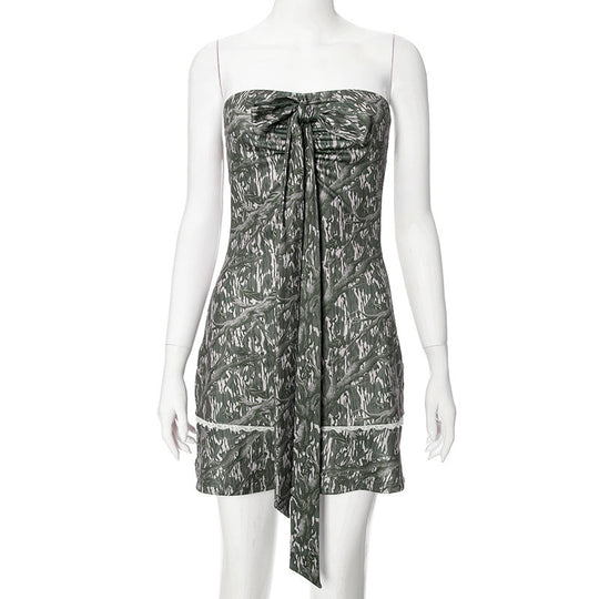 Damen Wickelkleid mit charmantem Bindegürtel und verspieltem Muster EB