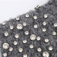 Damen ärmelloses Strickoberteil mit eleganten Perlenverzierungen EB