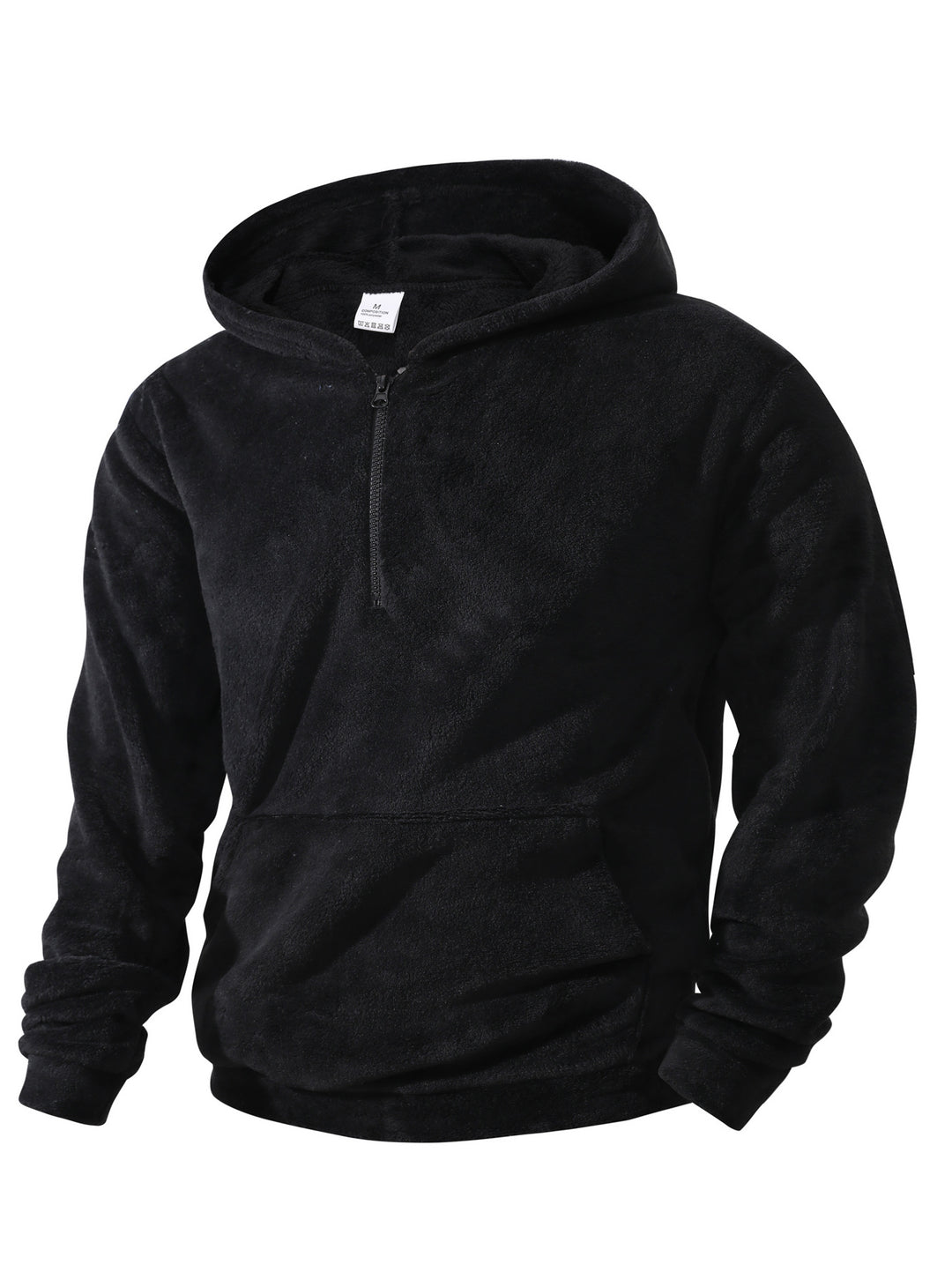 Herren nan kuscheliger Microfleece-Hoodie mit Halbzip, Kapuze und Kängurutasche EB