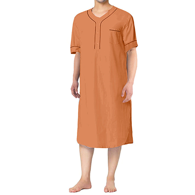 Damen Kurzarm-Kleid mit modernem Stehkragen und praktischer Knopfleiste EB