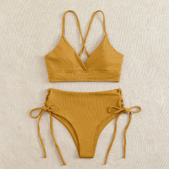 Damen Hochgeschnittener Bikini mit verstellbaren Trägern EB