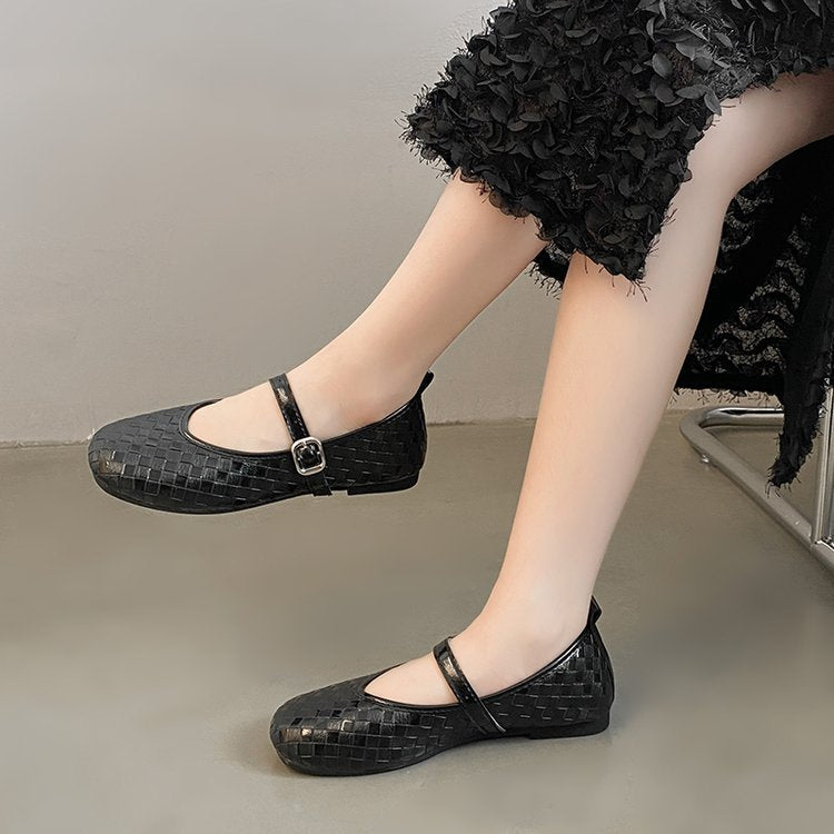 Damen Ballerinas mit stylishem Riemen und glänzender Oberfläche EB