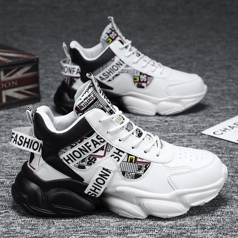 Unisex modische Plateau‑Chunky‑Sneaker mit grafischem Print, verstärkter Fersenlasche und dämpfender Hohlkammersohle EB