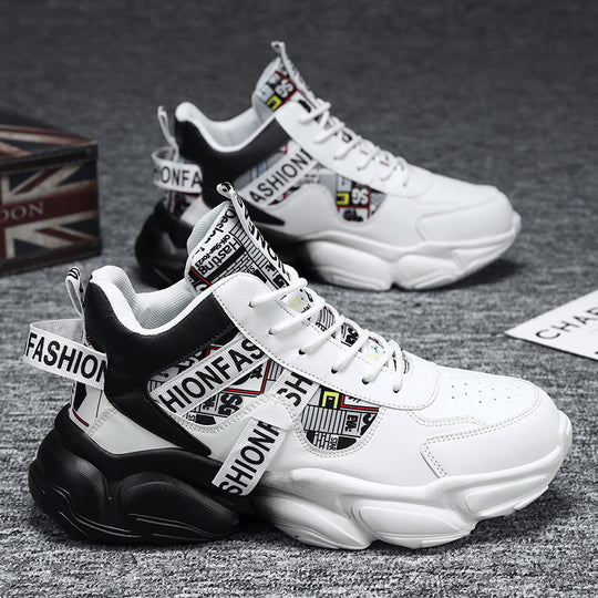 Unisex modische Plateau‑Chunky‑Sneaker mit grafischem Print, verstärkter Fersenlasche und dämpfender Hohlkammersohle EB