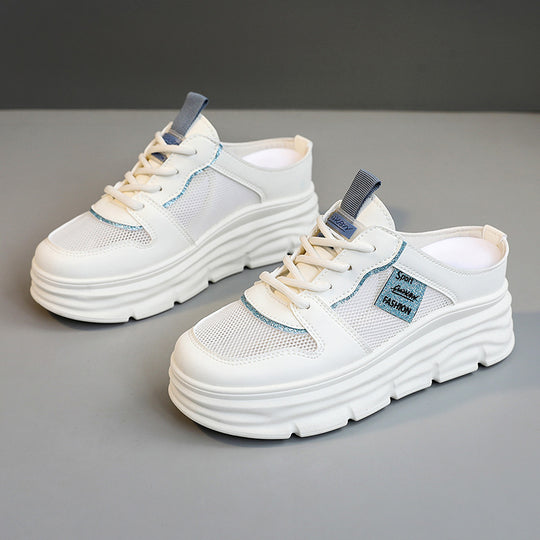 Damen Plattform Sneaker mit atmungsaktivem Mesh-Obermaterial und geräumiger Sohle EB