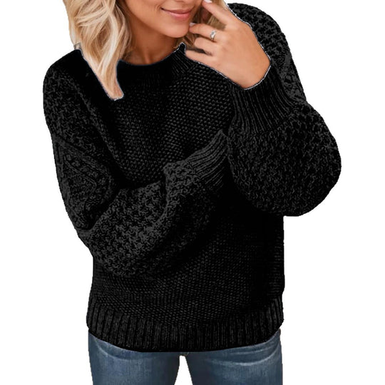 Damen Grober Strickpullover mit voluminösen Ärmeln und einzigartiger Textur EB