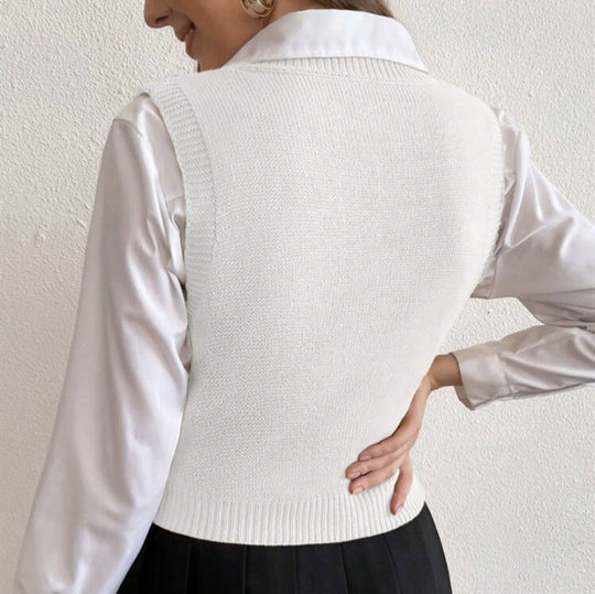 Damen Strickpullover mit V-Ausschnitt und Zopfmuster EB