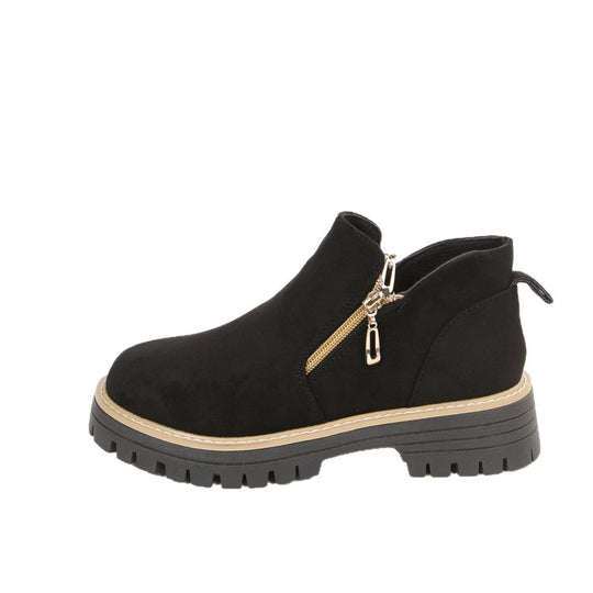 Damen lässige Stiefeletten mit seitlichem Reißverschluss und rutschfester Sohle EB