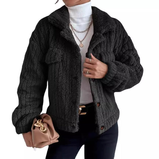 Damen Flauschige Oversize-Jacke mit strukturiertem Fleece EB