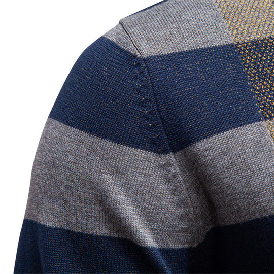 Herren Langarm Pullover mit modernem Karo-Muster und weichem Strick EB