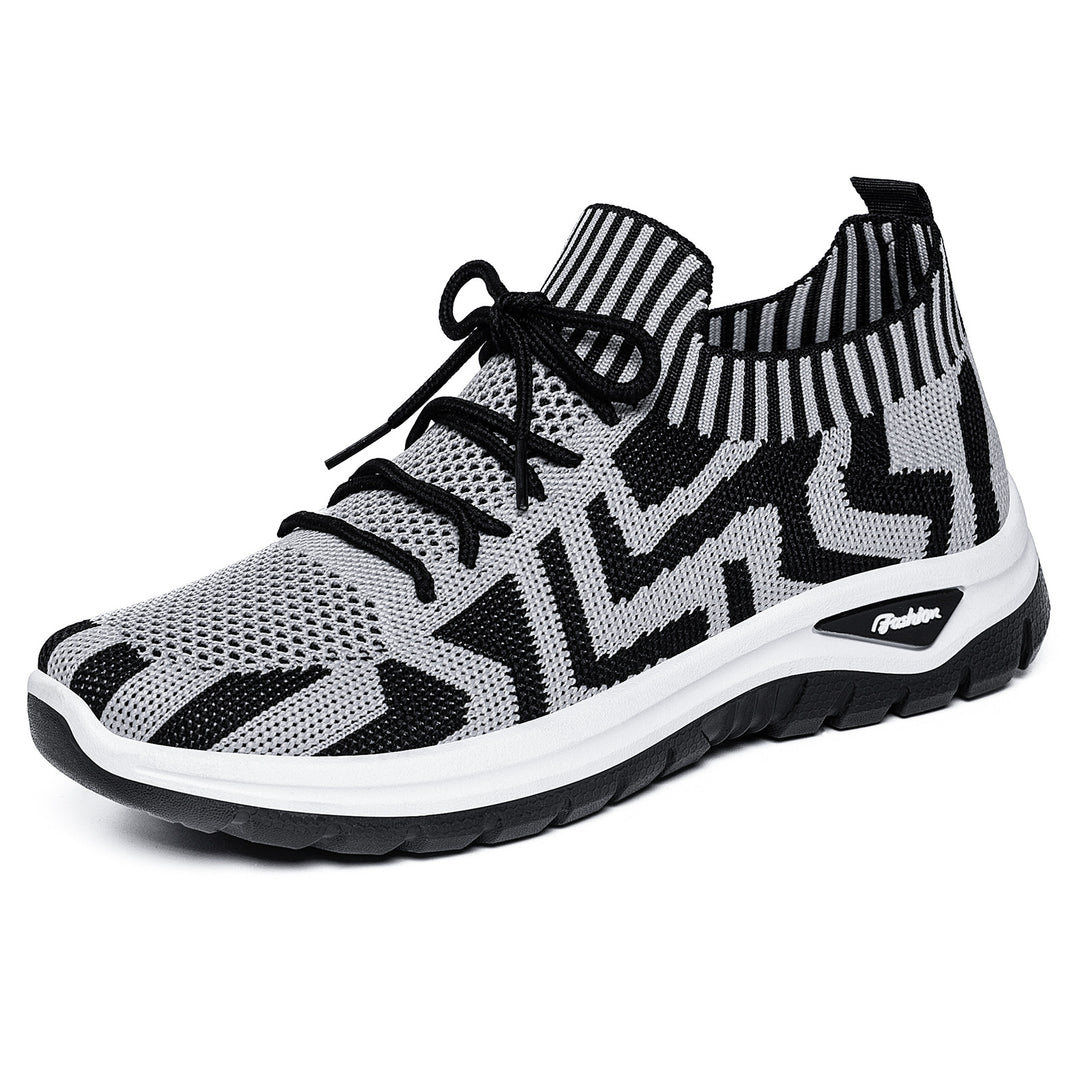 Damen nan gestrickter Sockensneaker mit Jacquard-Muster, elastischem Schaft, integrierter Schnürung und stoßdämpfender Profilsohle EB