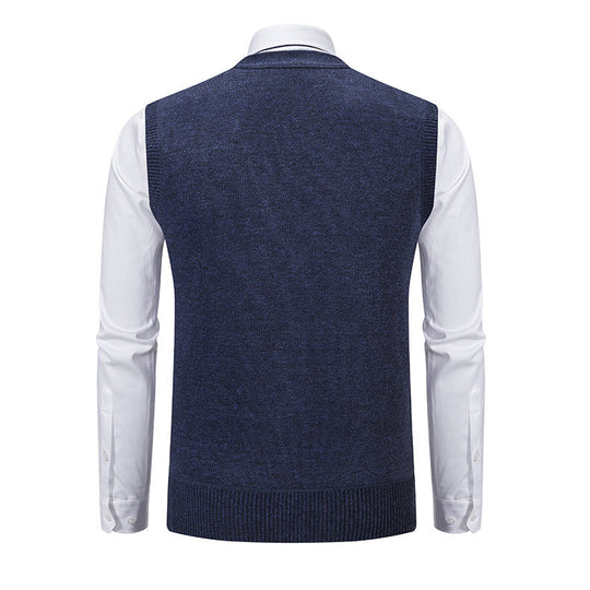Herren elegante Strickweste mit modernem Rautenmuster und praktischen Taschen EB