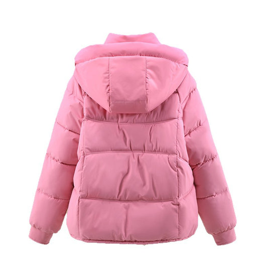 Damen moderne Pufferjacke mit abnehmbarer Kapuze und praktischen Taschen EB