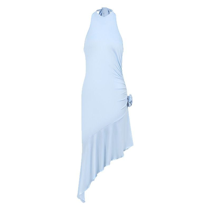 Damen asymmetrisches Wickelkleid mit zarten Rüschendetails EB