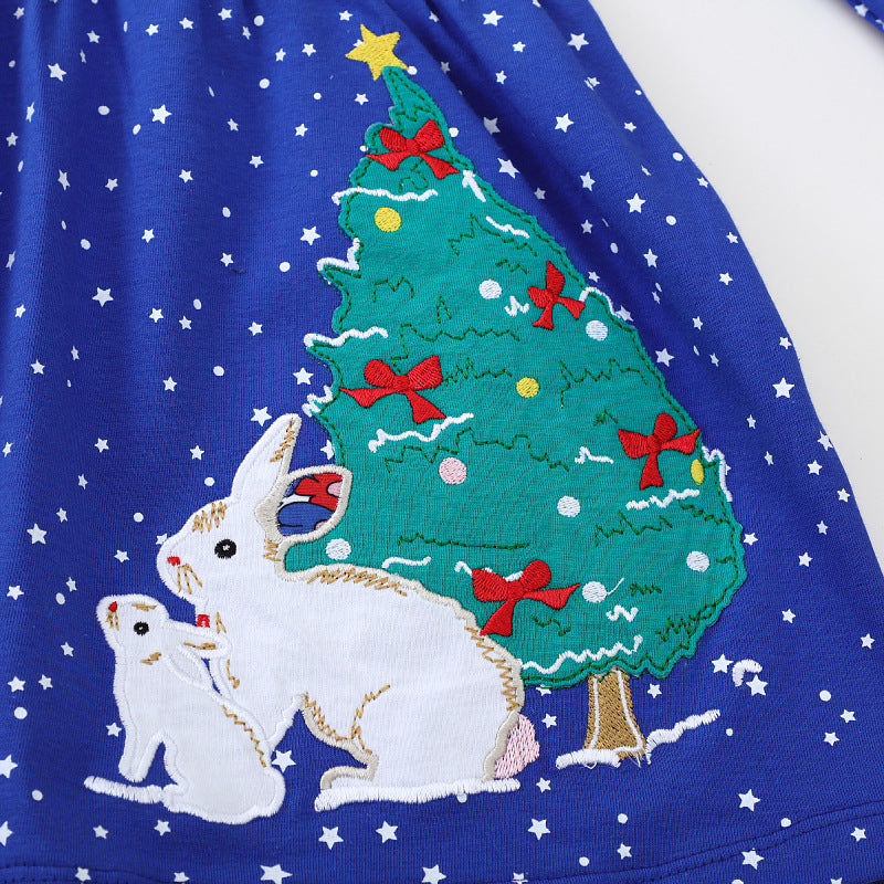 Mädchen Langarmkleid mit Weihnachtsmotiv EB