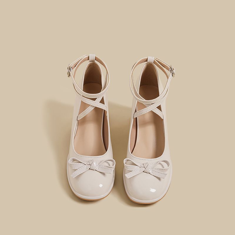 Damen elegante Ballerina-Pumps mit verstellbarem Fesselriemen und Schnürung EB