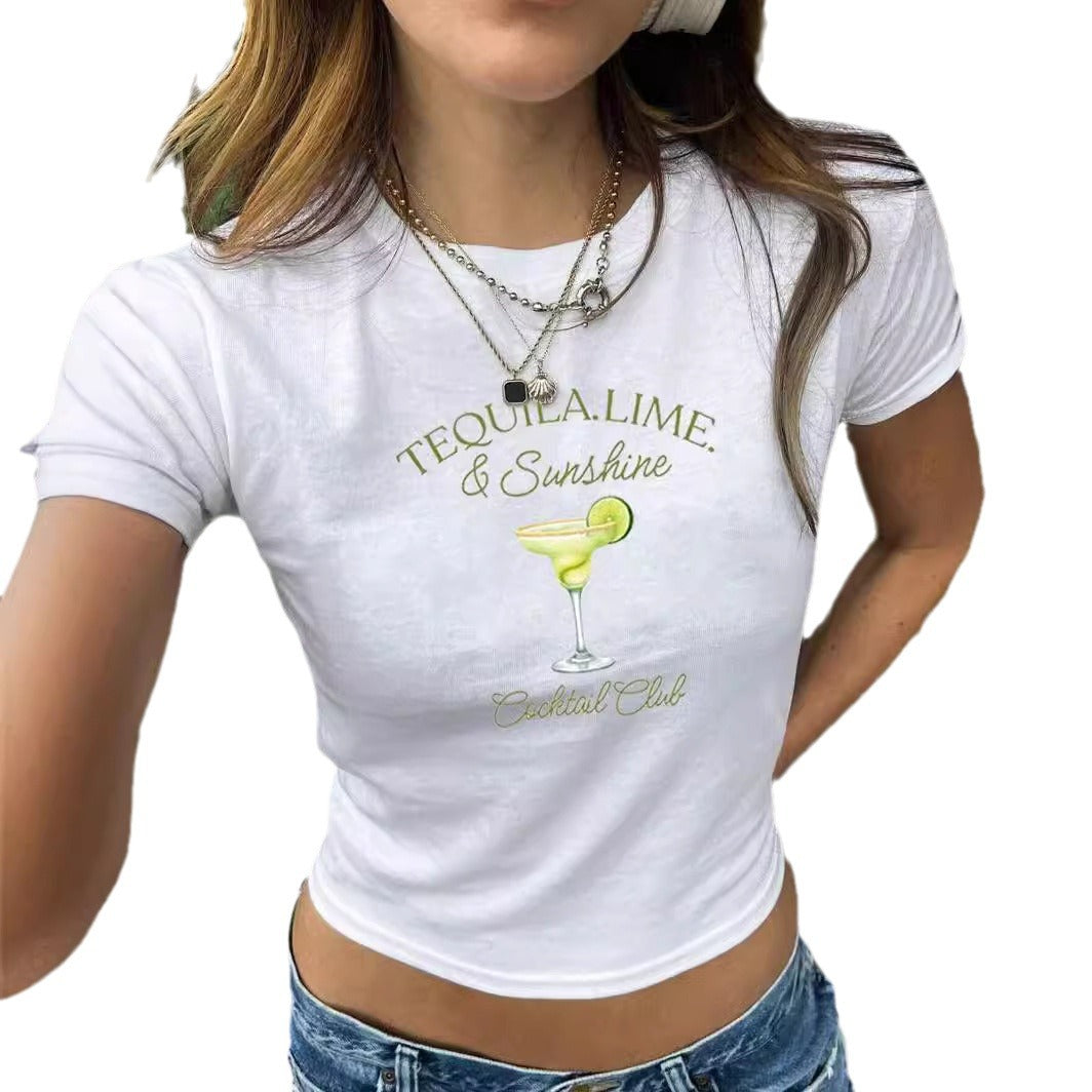 Damen Crop-T-Shirt mit kreativen Schleifen-Details EB