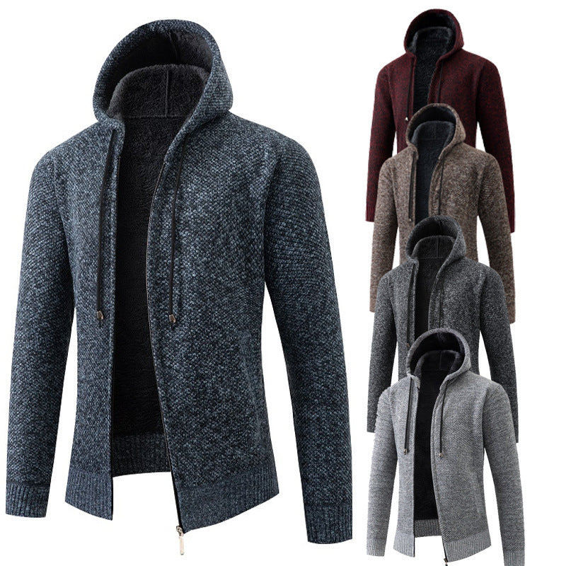 Herren gemütlicher Strickhoodie mit kuscheligem Innenfutter EB