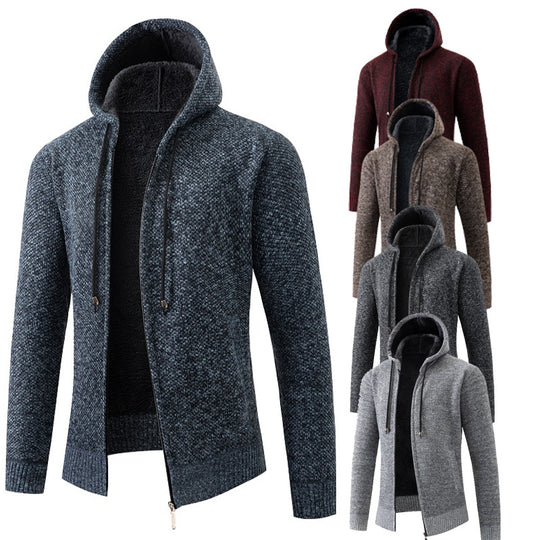 Herren gemütlicher Strickhoodie mit kuscheligem Innenfutter EB