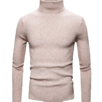 Herren Ripp-Strickpullover mit hohem Kragen und körpernahem Schnitt EB