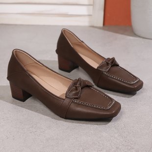 Damen Pumps mit dekorativem Knoten und bequemem Blockabsatz EB