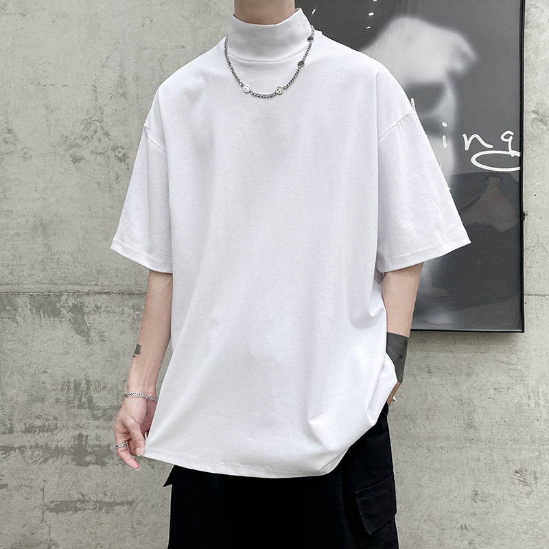 Herren nan oversized Rollkragen-T-Shirt mit halblangen Ärmeln und lässiger Boxy-Passform EB