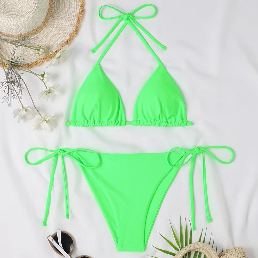 Damen Triangel-Bikini mit verstellbaren Bindebändern und raffinierten Details EB