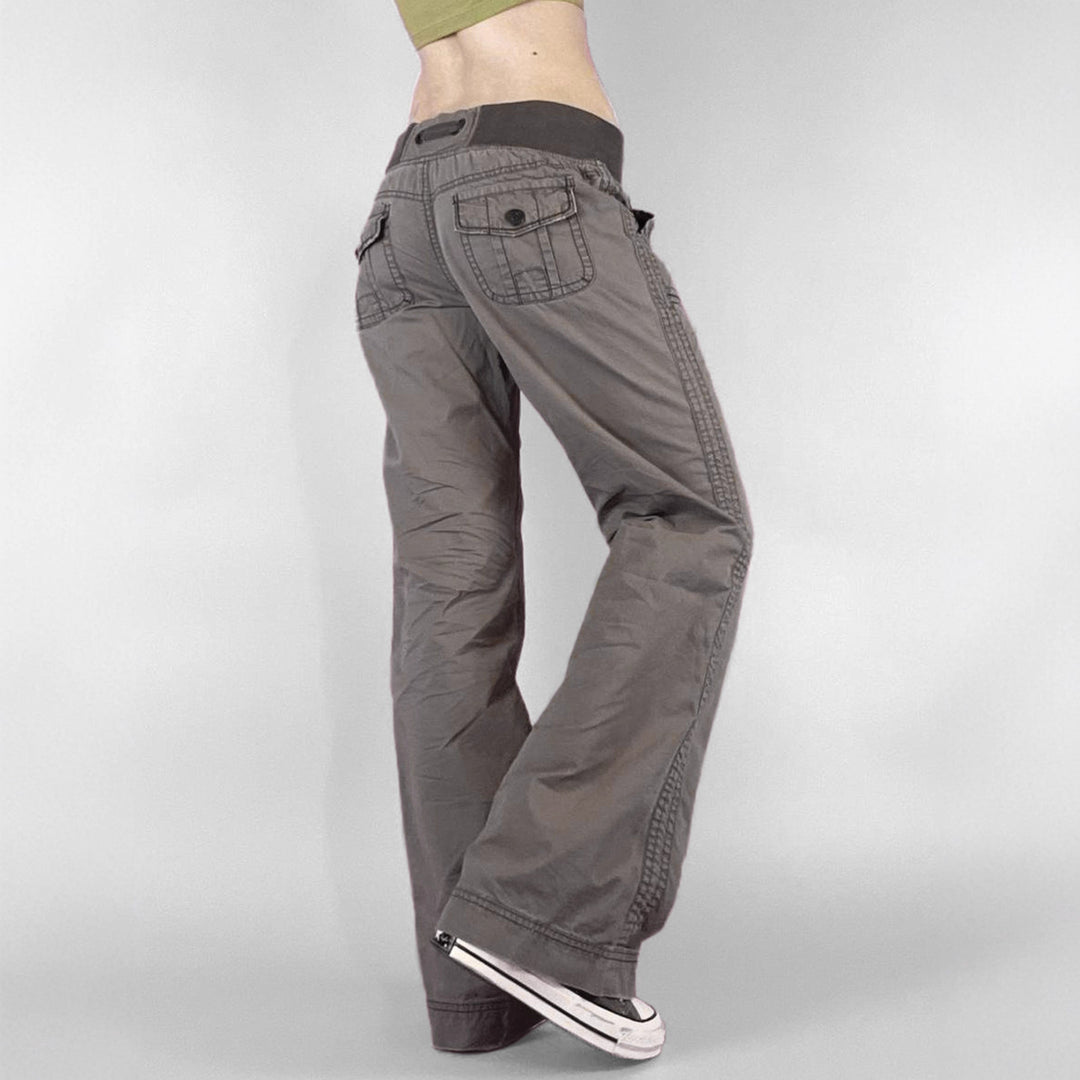 Damen nan Highwaist Schlaghose mit weitem Bein, hohem Bund und Gürtelschlaufen EB