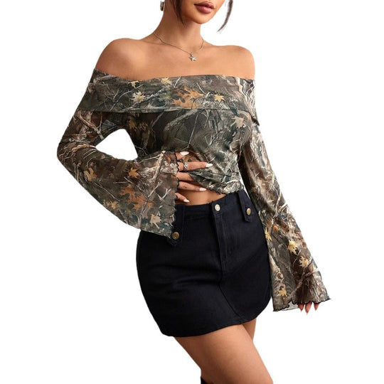 Damen Off-Shoulder Oberteil mit Ärmel-Design EB