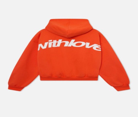 Unisex nan oversized Kapuzenpullover mit großflächigem Rückenprint, Kängurutasche und gerippten Bündchen EB