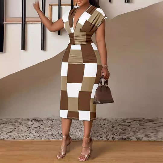 Damen figurbetontes Kleid mit geometrischem Muster EB